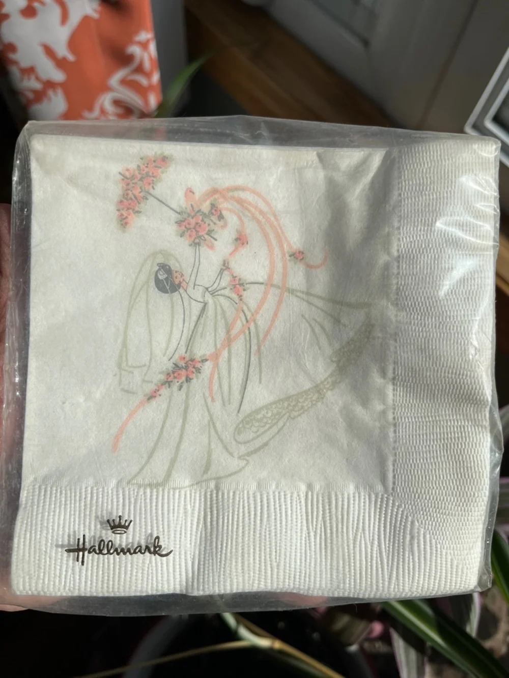 Vtg Hallmark 60s/70s Bridal Shower Paper Napkins 20 NIP MCM Bride & Umbrella